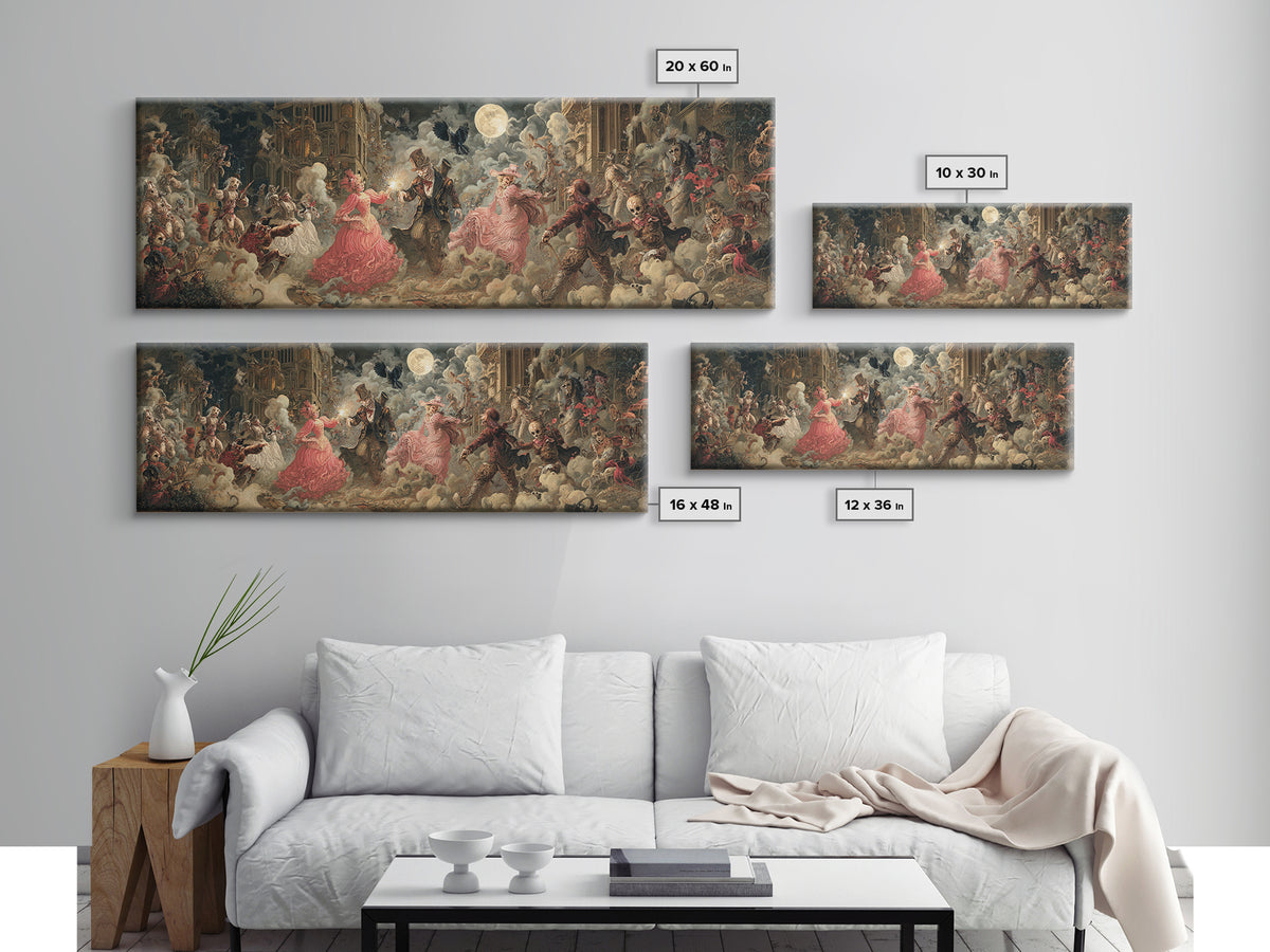 The Haunted Toy Parade, Gothic Engraving Art, Extra Wide Wall Art, Gothic Horror Wall Art, Canvas Print, Halloween Wall Art