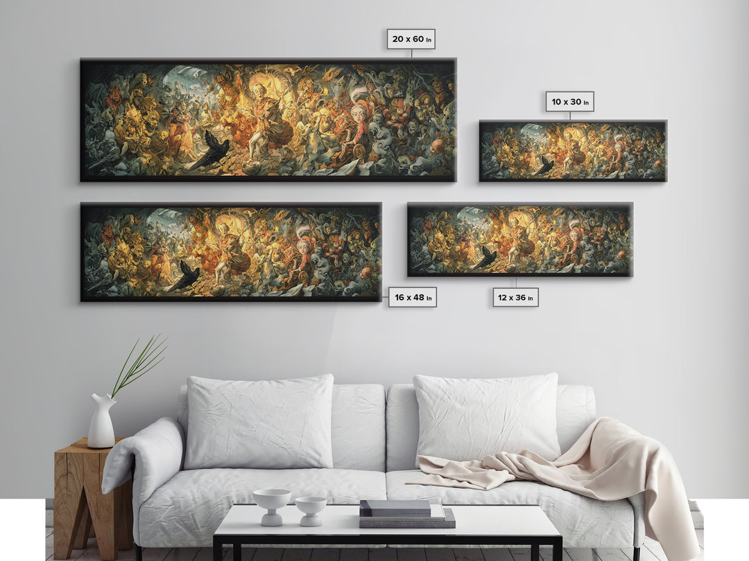 The Haunted Toy Parade, Dark Renaissance Art, Extra Wide Wall Art, Gothic Horror Wall Art, Canvas Print, Halloween Wall Art