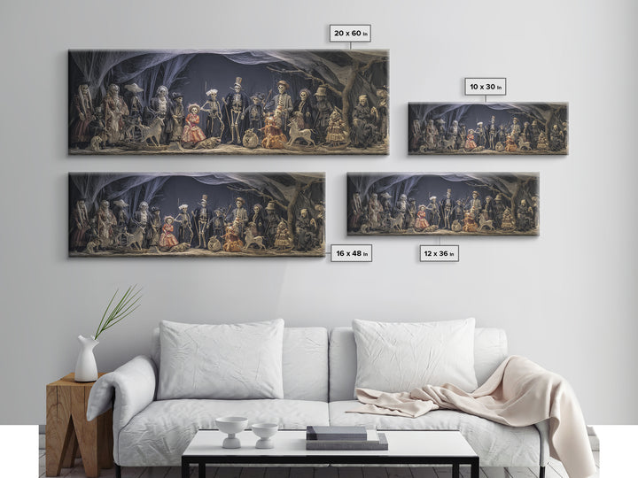 The Haunted Toy Parade, Danse Macabre Art, Extra Wide Wall Art, Dark Halloween Decor, Framed Canvas Print