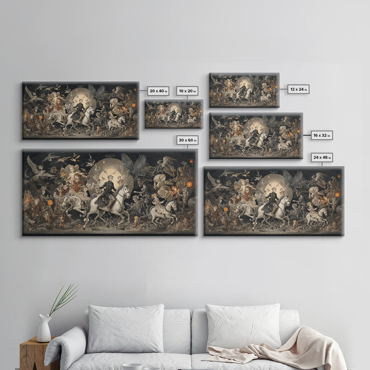 The Haunted Toy Parade, Visionary Gothic Art, Wide Panoramic Art, Dark Fantasy Wall Art, Canvas Print, Halloween Wall Art
