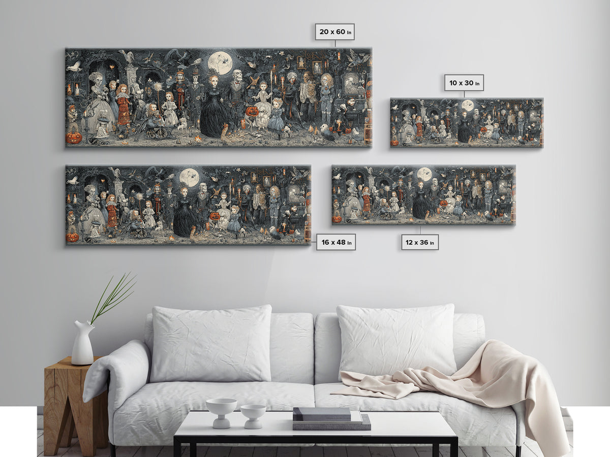 The Haunted Toy Parade, Victorian Macabre Art, Extra Wide Wall Art, Dark Fantasy Wall Art, Framed Canvas Print, Halloween Wall Art
