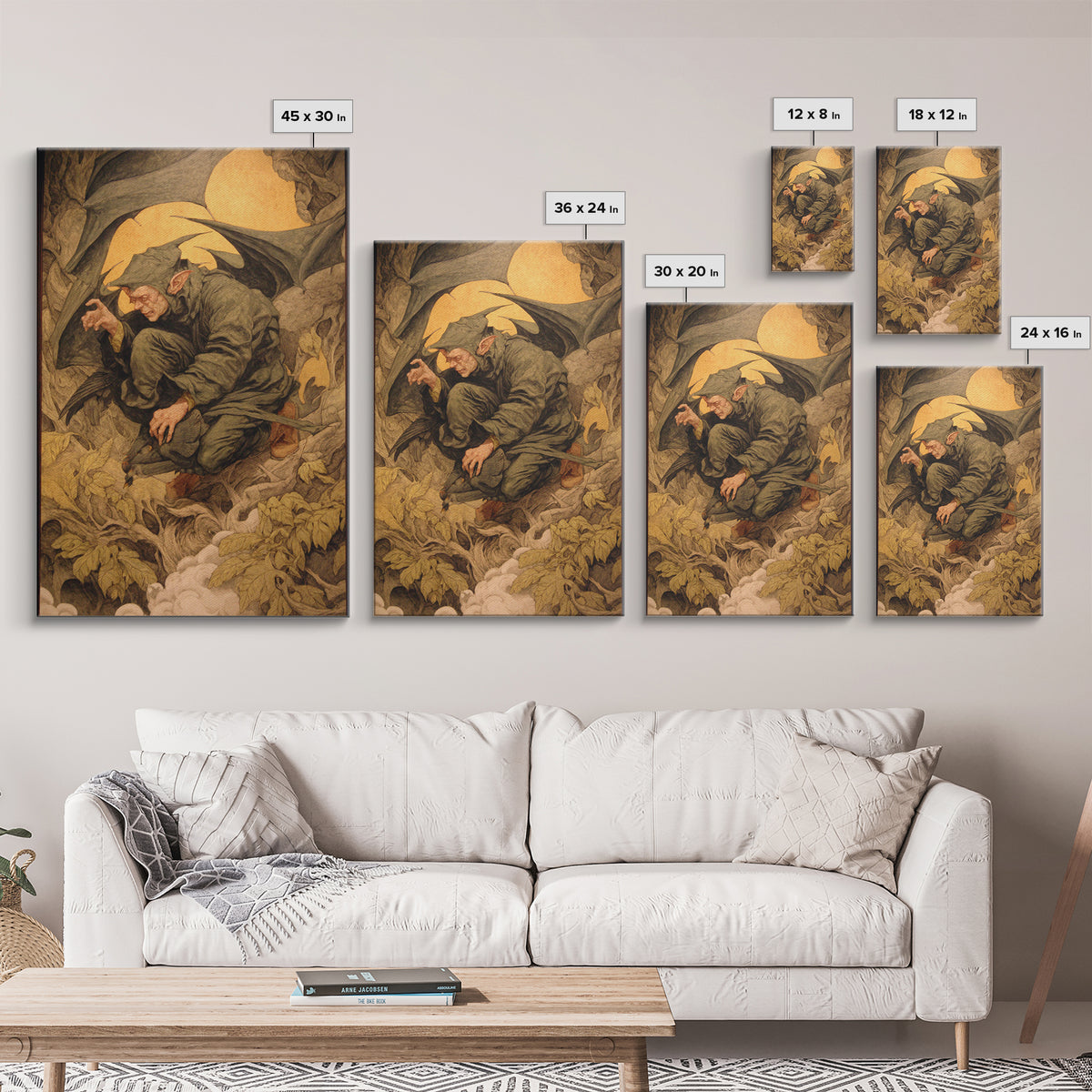 The Bat Umbrella Salesman, Dark Renaissance Art, Vertical Wall Art, Dark Halloween Decor, Framed Canvas Print, Halloween Wall Art