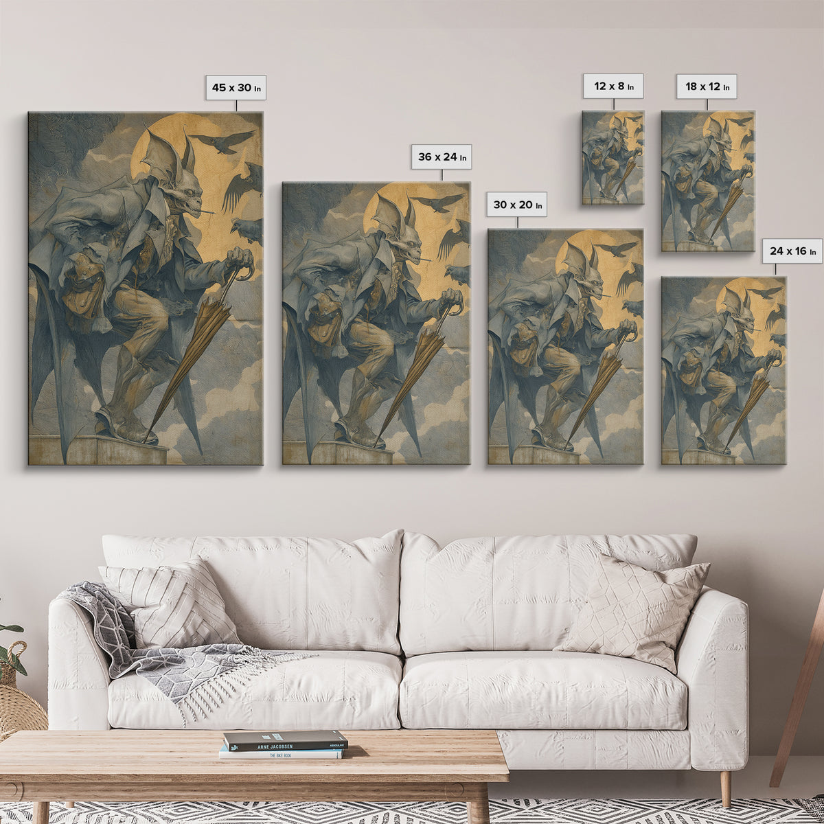 The Bat Umbrella Salesman, Decadent Gothic Art, Vertical Wall Art, Macabre Wall Art, Canvas Print, Halloween Wall Art