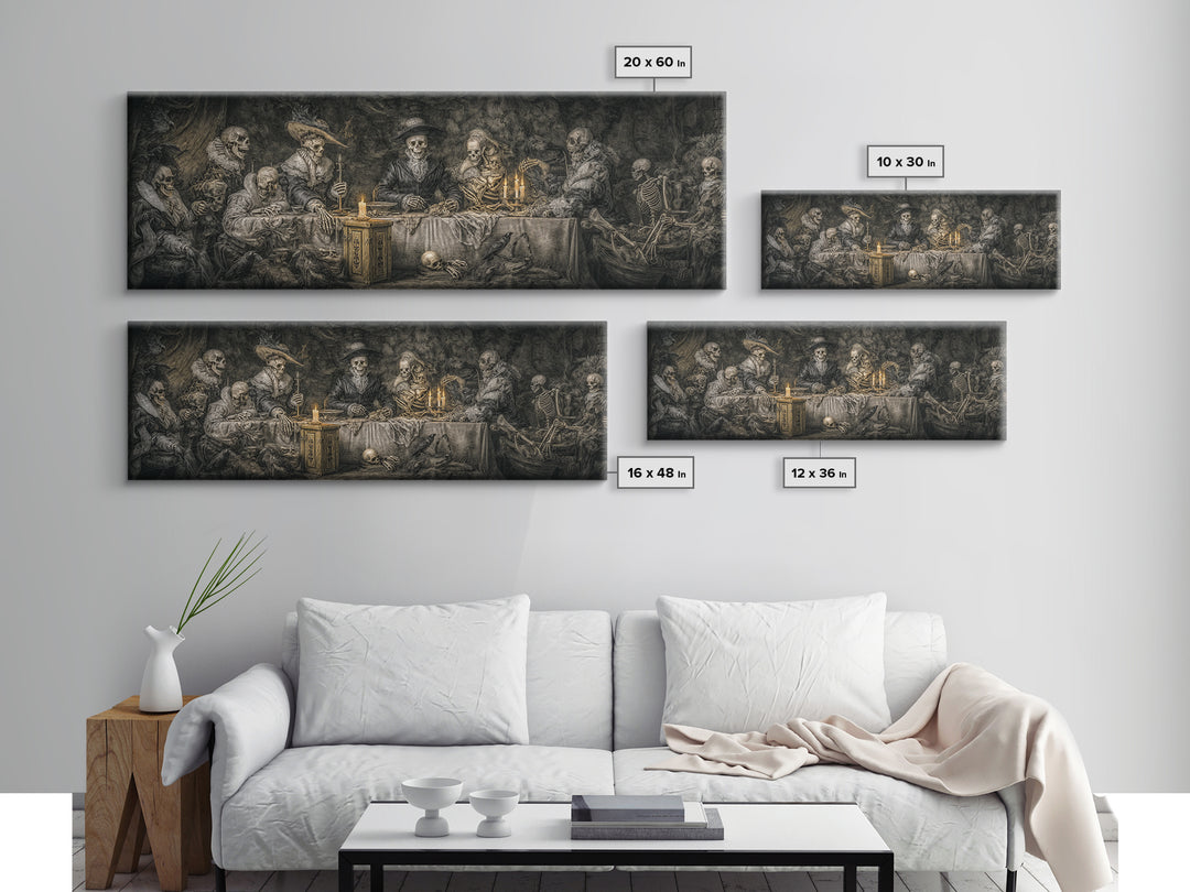 The Ghost Pirate Picnic, Danse Macabre Art, Extra Wide Wall Art, Dark Halloween Decor, Canvas Print, Halloween Wall Art