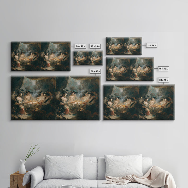 The Ghost Pirate Picnic, Dark Romantic Horror Art, Wide Panoramic Art, Dark Fantasy Wall Art, Canvas Print, Halloween Wall Art