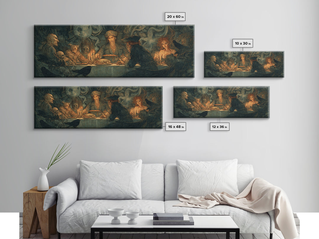 The Ghost Pirate Picnic, Dark Symbolist Art, Extra Wide Wall Art, Gothic Horror Wall Art, Framed Canvas Print, Halloween Wall Art