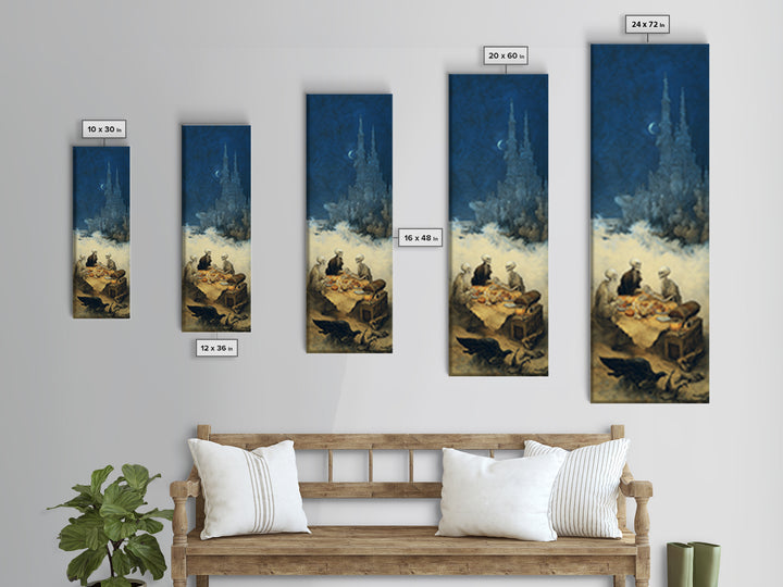 The Ghost Pirate Picnic, Surreal Apocalyptic Art, Tall Narrow Wall Art, Dark Fantasy Wall Art, Canvas Print, Halloween Wall Art