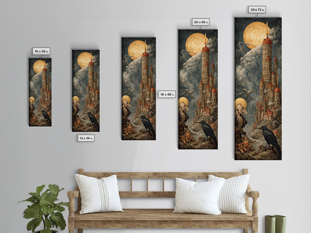The Candy Corn Kingdom, Dark Renaissance Art, Tall Narrow Wall Art, Gothic Horror Wall Art, Framed Canvas Print