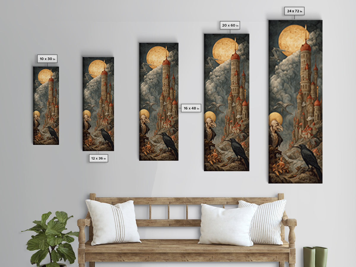 The Candy Corn Kingdom, Dark Renaissance Art, Tall Narrow Wall Art, Gothic Horror Wall Art, Framed Canvas Print