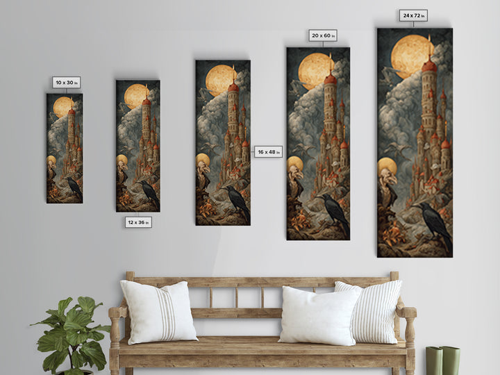 The Candy Corn Kingdom, Dark Renaissance Art, Tall Narrow Wall Art, Gothic Horror Wall Art, Framed Canvas Print