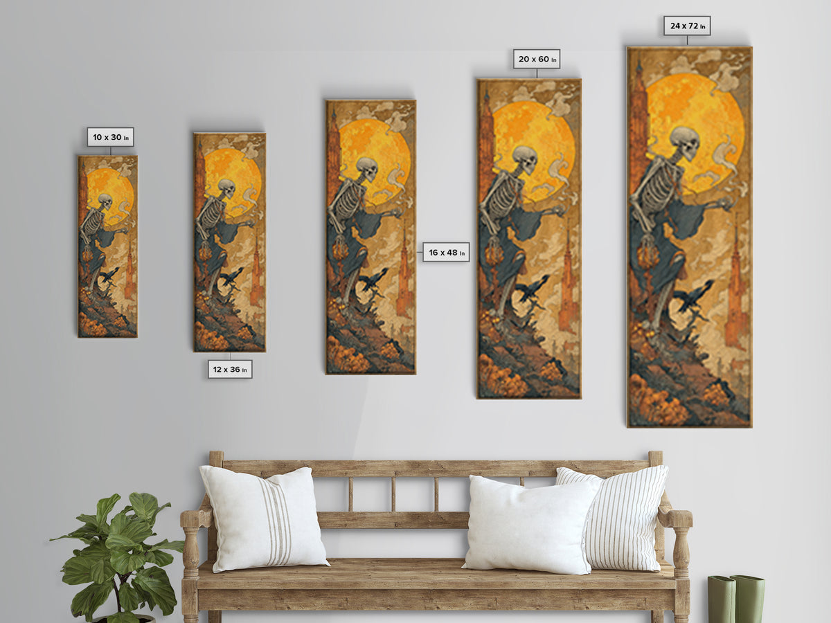 The Candy Corn Kingdom, Danse Macabre Art, Tall Narrow Wall Art, Dark Fantasy Wall Art, Framed Canvas Print