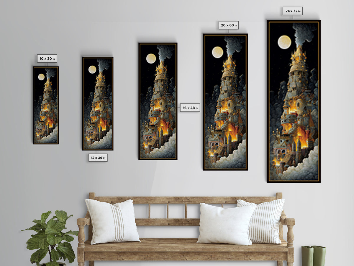 The Candy Corn Kingdom, Visionary Gothic Art, Tall Narrow Wall Art, Dark Halloween Decor, Framed Canvas Print, Halloween Wall Art