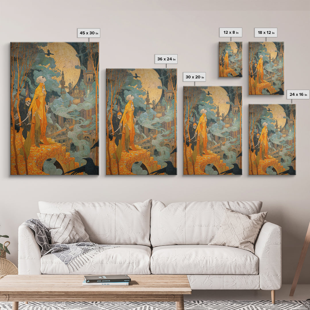 The Candy Corn Kingdom, Decadent Gothic Art, Vertical Wall Art, Dark Halloween Decor, Canvas Print, Halloween Wall Art