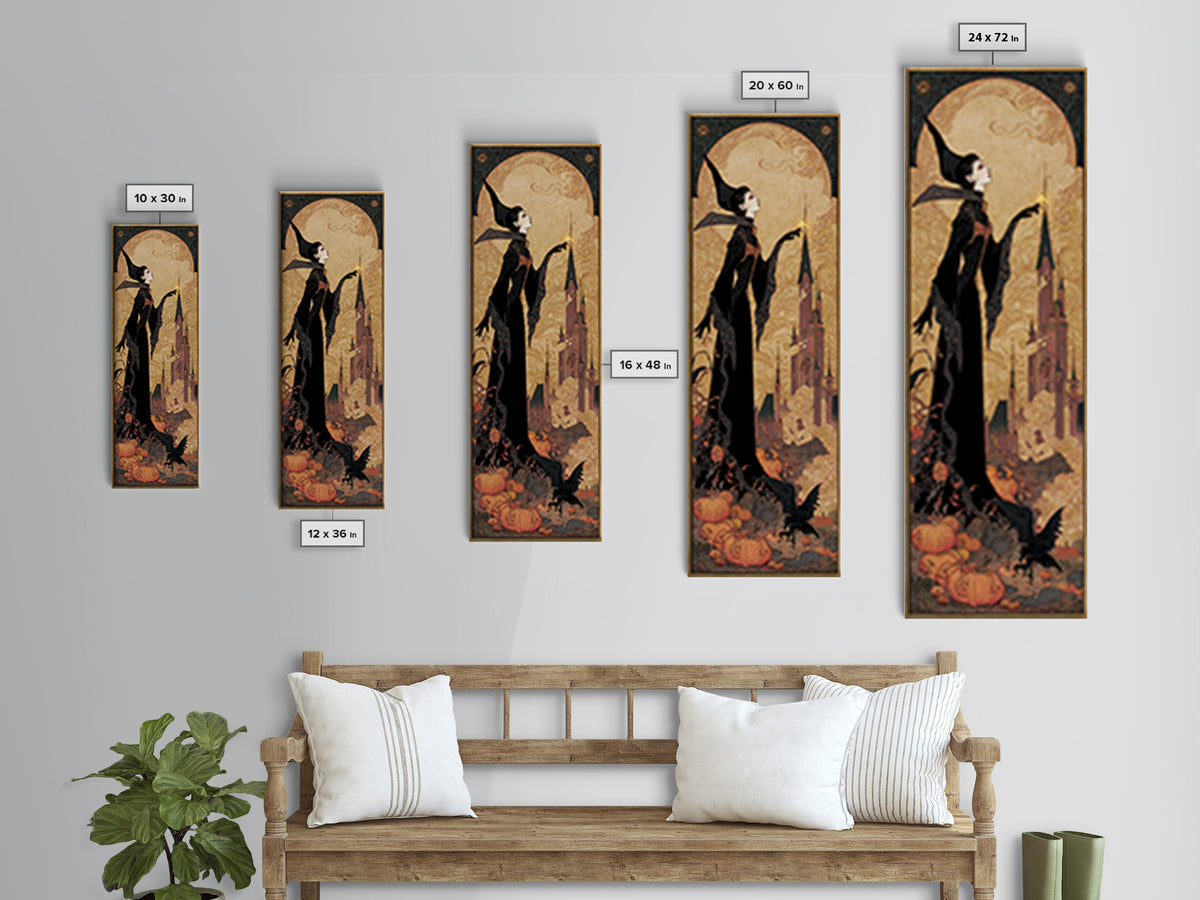 The Candy Corn Kingdom, Decadent Line Art, Tall Narrow Wall Art, Macabre Wall Art, Framed Canvas Print, Halloween Wall Art