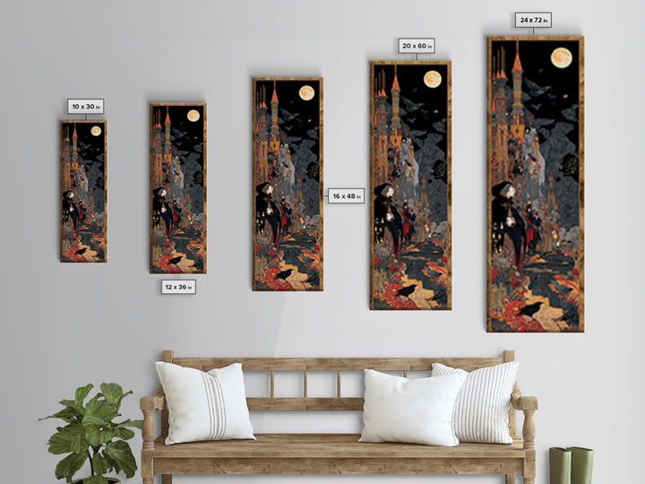 The Candy Corn Kingdom, Stained Glass Gothic Art, Tall Narrow Wall Art, Dark Fantasy Wall Art, Canvas Print, Halloween Wall Art