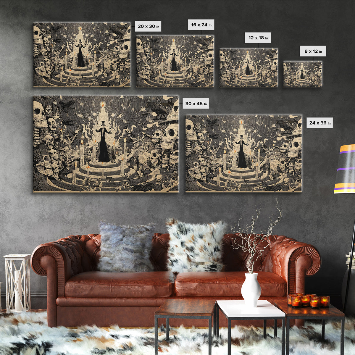 The Candy Corn Kingdom, Macabre Folk Print Art, Landscape Wall Art, Gothic Horror Wall Art, Canvas Print, Halloween Wall Art
