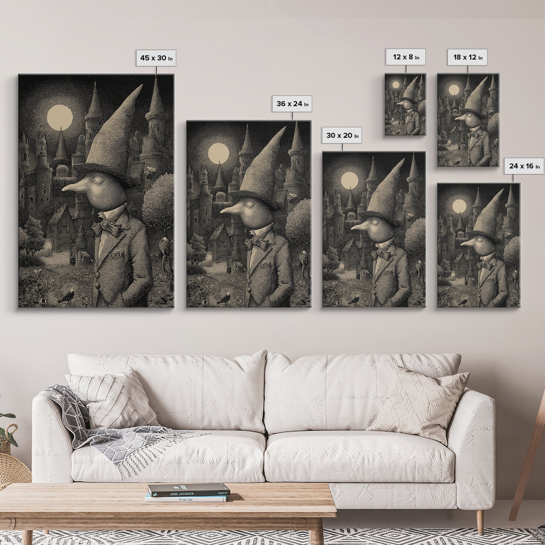 The Candy Corn Kingdom, Victorian Macabre Art, Vertical Wall Art, Dark Fantasy Wall Art, Framed Canvas Print, Halloween Wall Art
