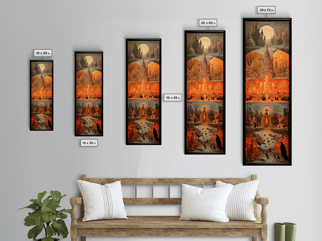 The Candy Corn Kingdom, Surreal Apocalyptic Art, Tall Narrow Wall Art, Dark Halloween Decor, Framed Canvas Print, Halloween Wall Art