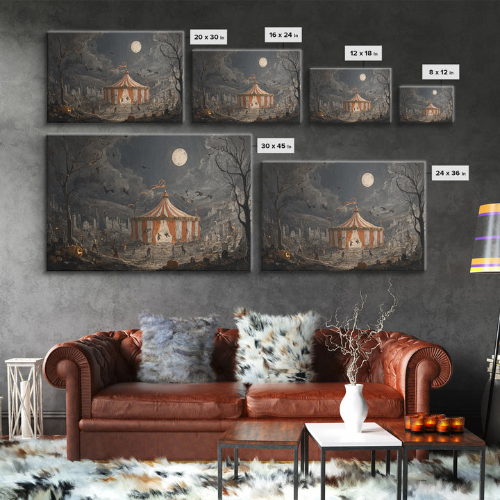 The Jack-O'-Lantern Circus, Romantic Gothic Landscape, Landscape Wall Art, Gothic Horror Wall Art, Canvas Print, Gothic Home Decor