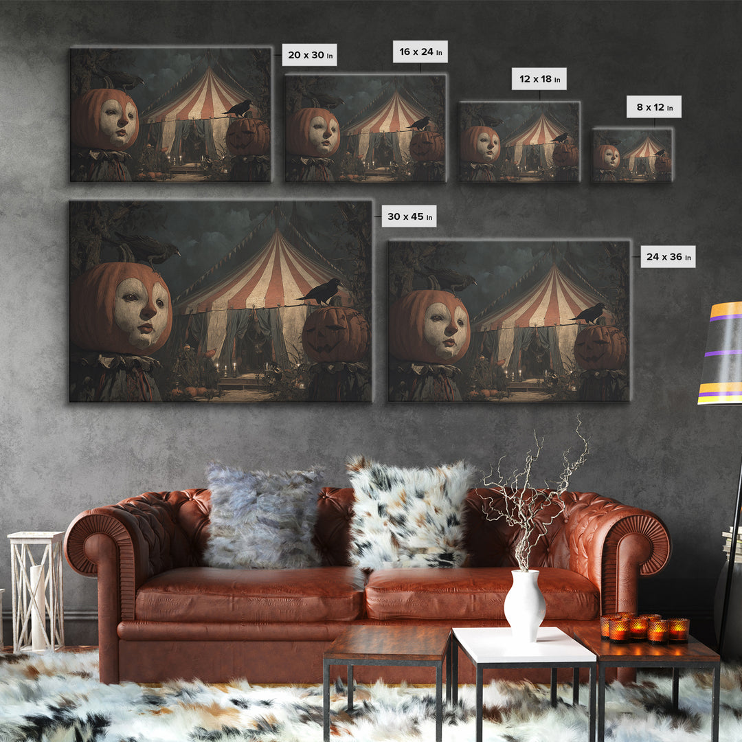 The Jack-O'-Lantern Circus, Symbolist Gothic Landscape, Landscape Wall Art, Dark Fantasy Wall Art, Canvas Print, Halloween Wall Art