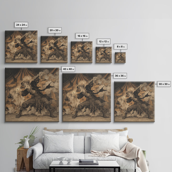 The Jack-O'-Lantern Circus, Decadent Gothic Art, Square Wall Art, Dark Halloween Decor, Canvas Print, Halloween Wall Art