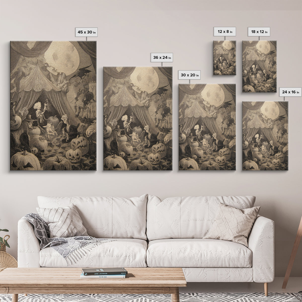 The Jack-O'-Lantern Circus, Victorian Macabre Art, Vertical Wall Art, Gothic Horror Wall Art, Canvas Print, Halloween Wall Art