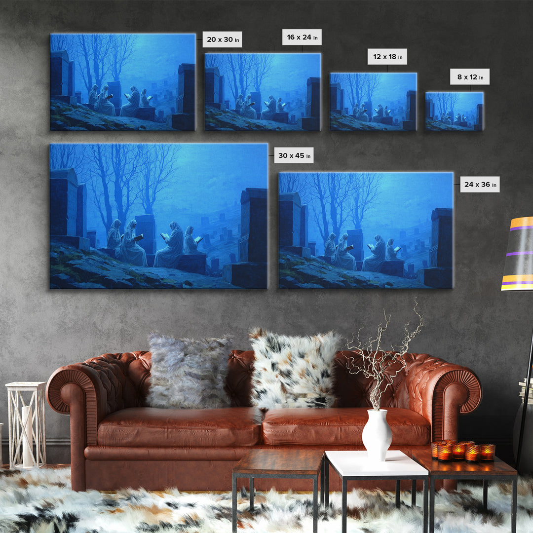 The Graveyard Book Club, Romantic Gothic Landscape, Landscape Wall Art, Macabre Wall Art, Canvas Print, Halloween Wall Art