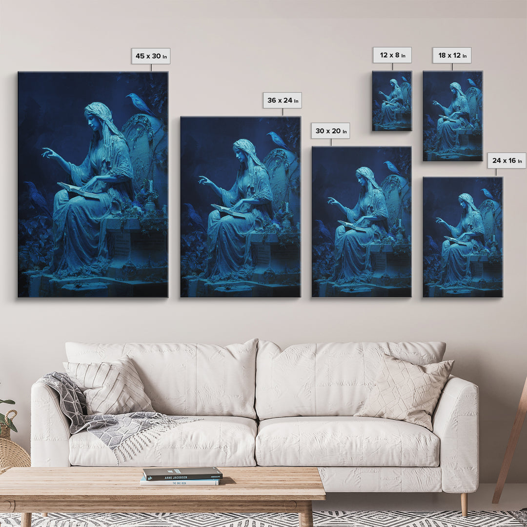 The Graveyard Book Club, Ornate Symbolist Art, Vertical Wall Art, Macabre Wall Art, Framed Canvas Print, Halloween Wall Art