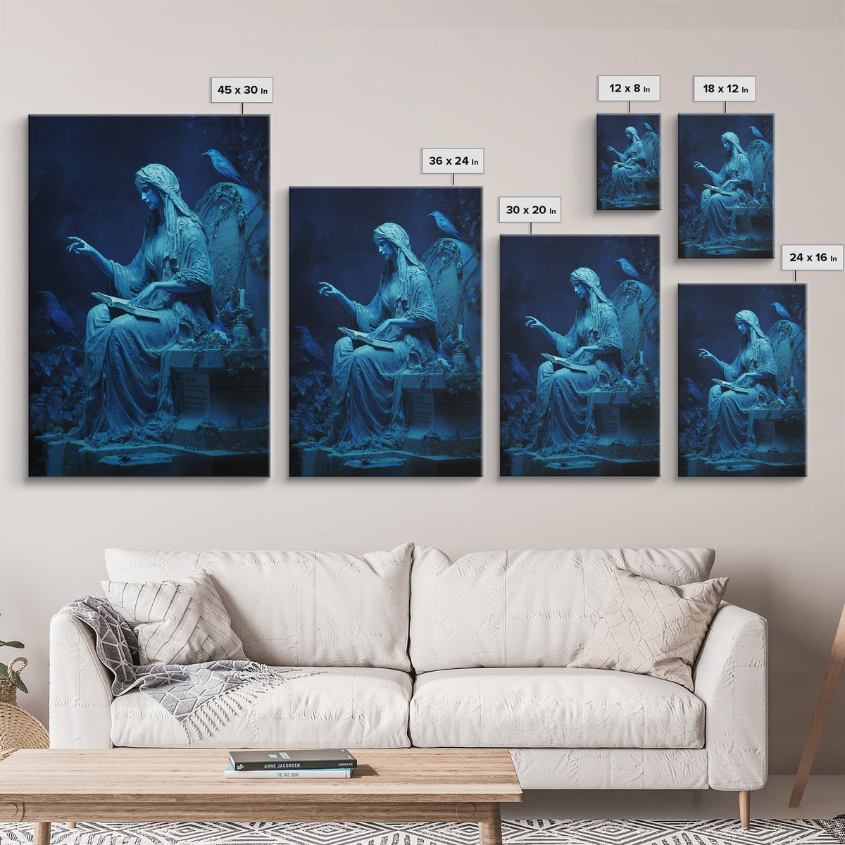 The Graveyard Book Club, Ornate Symbolist Art, Vertical Wall Art, Macabre Wall Art, Framed Canvas Print, Halloween Wall Art