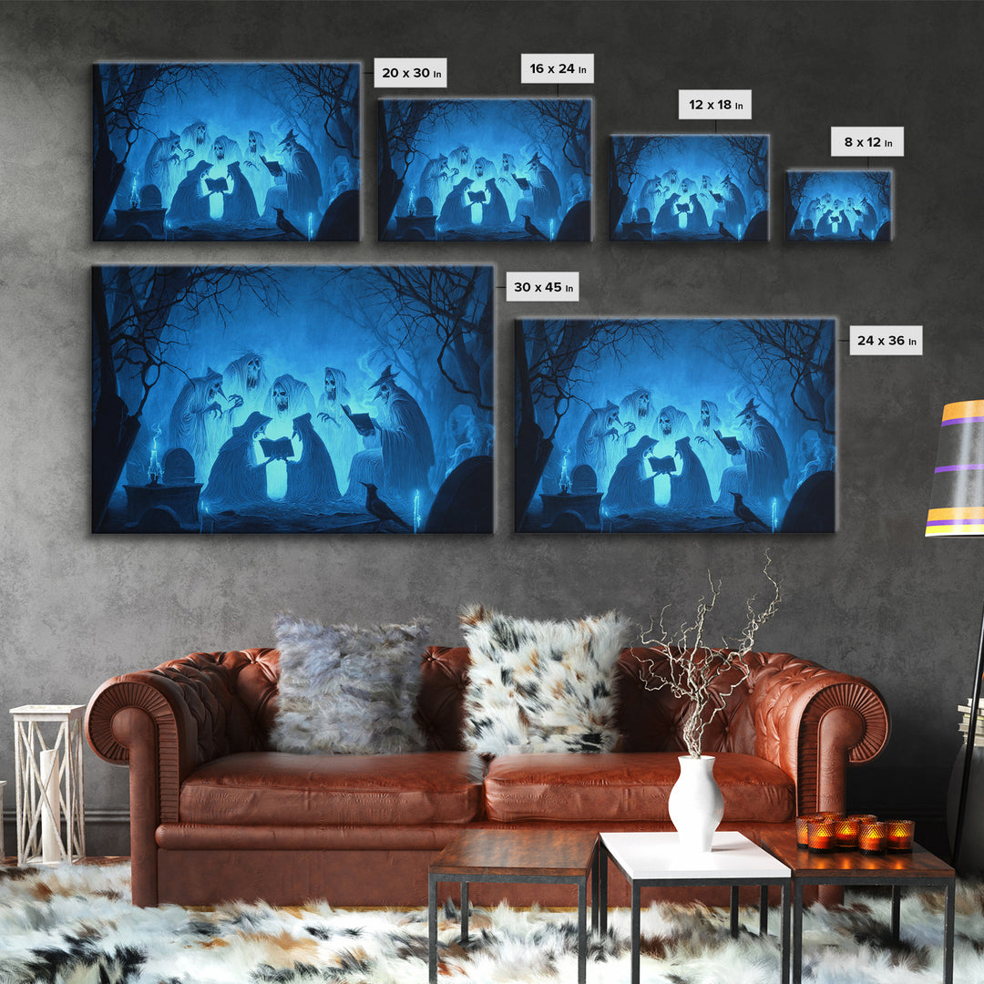 The Graveyard Book Club, Expressionist Nightmare Art, Landscape Wall Art, Macabre Wall Art, Canvas Print, Halloween Wall Art