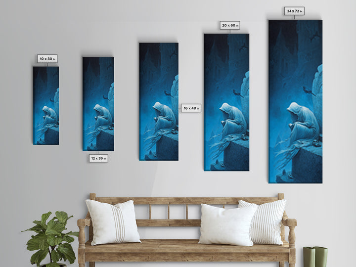 The Graveyard Book Club, Surreal Apocalyptic Art, Tall Narrow Wall Art, Gothic Horror Wall Art, Canvas Print, Halloween Wall Art