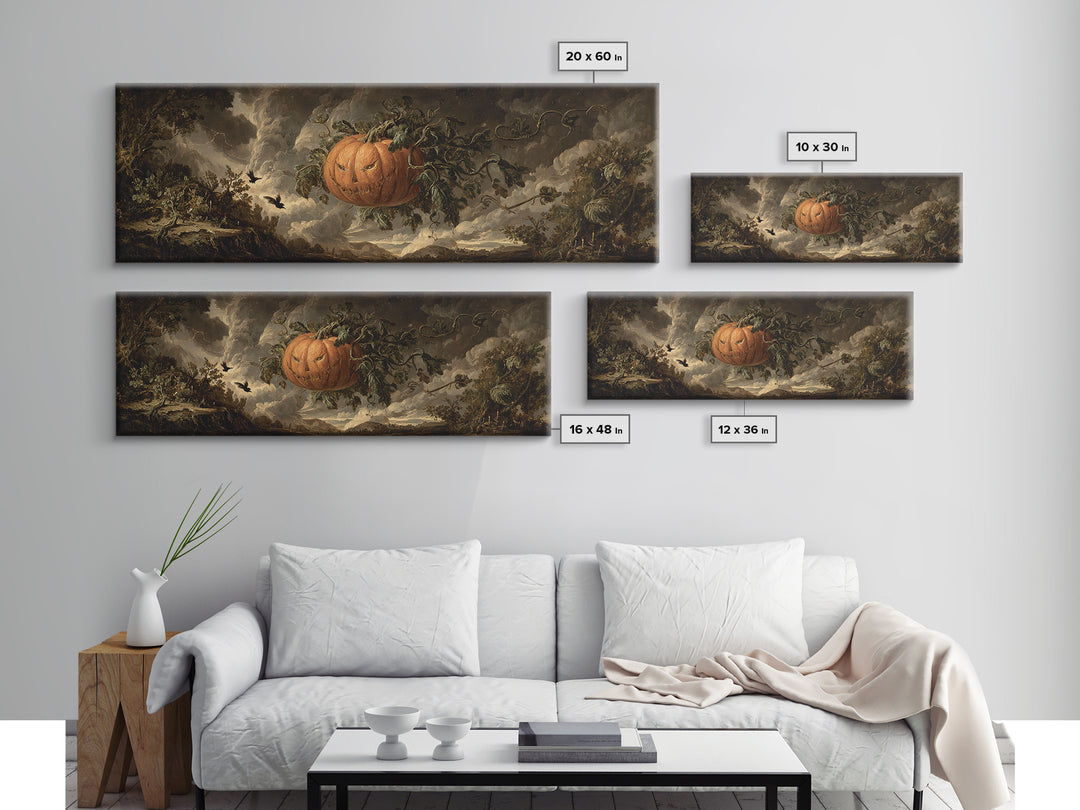 The Cosmic Pumpkin God, Baroque Witchcraft Art, Extra Wide Wall Art, Macabre Wall Art, Canvas Print, Halloween Wall Art, Halloween Decor