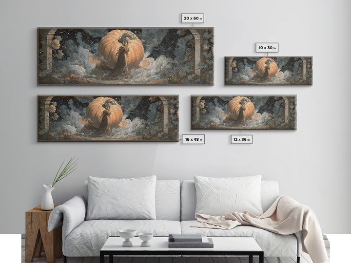 The Cosmic Pumpkin God, Symbolist Dream Art, Extra Wide Wall Art, Macabre Wall Art, Canvas Print, Halloween Wall Art, Halloween Decor