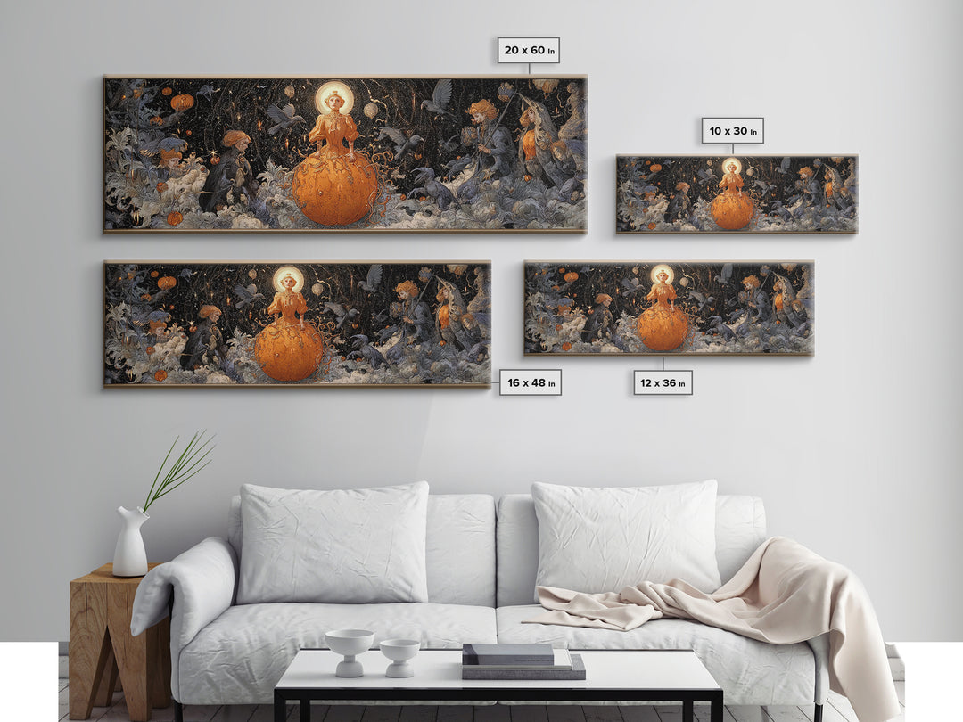 The Cosmic Pumpkin God, Symbolist Death Art, Extra Wide Wall Art, Gothic Horror Wall Art, Framed Canvas Print, Halloween Wall Art