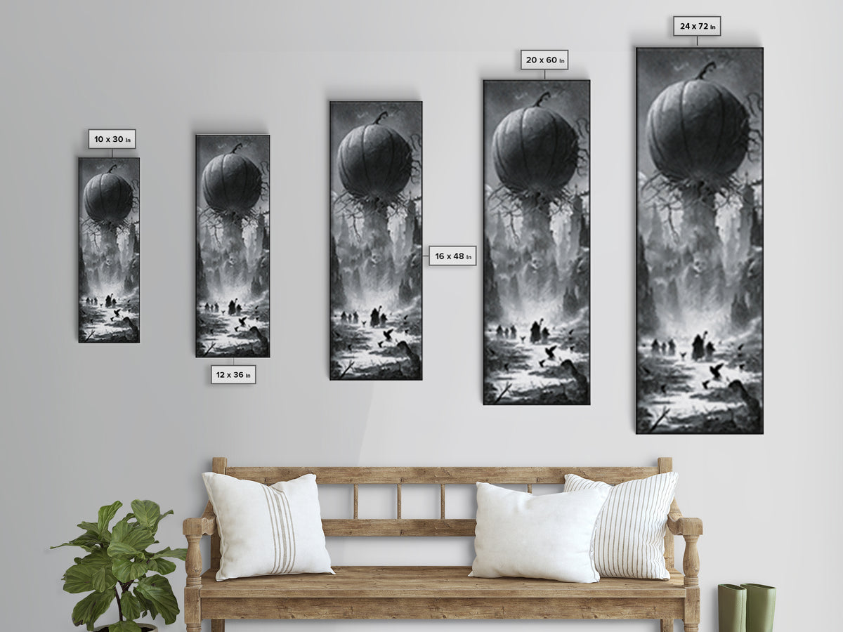 The Cosmic Pumpkin God, Surreal Apocalyptic Art, Tall Narrow Wall Art, Dark Halloween Decor, Canvas Print, Halloween Wall Art