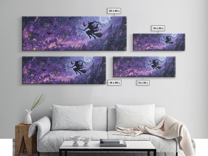 The Cyberpunk Witch, Medieval Grotesque Art, Extra Wide Wall Art, Macabre Wall Art, Framed Canvas Print, Halloween Wall Art