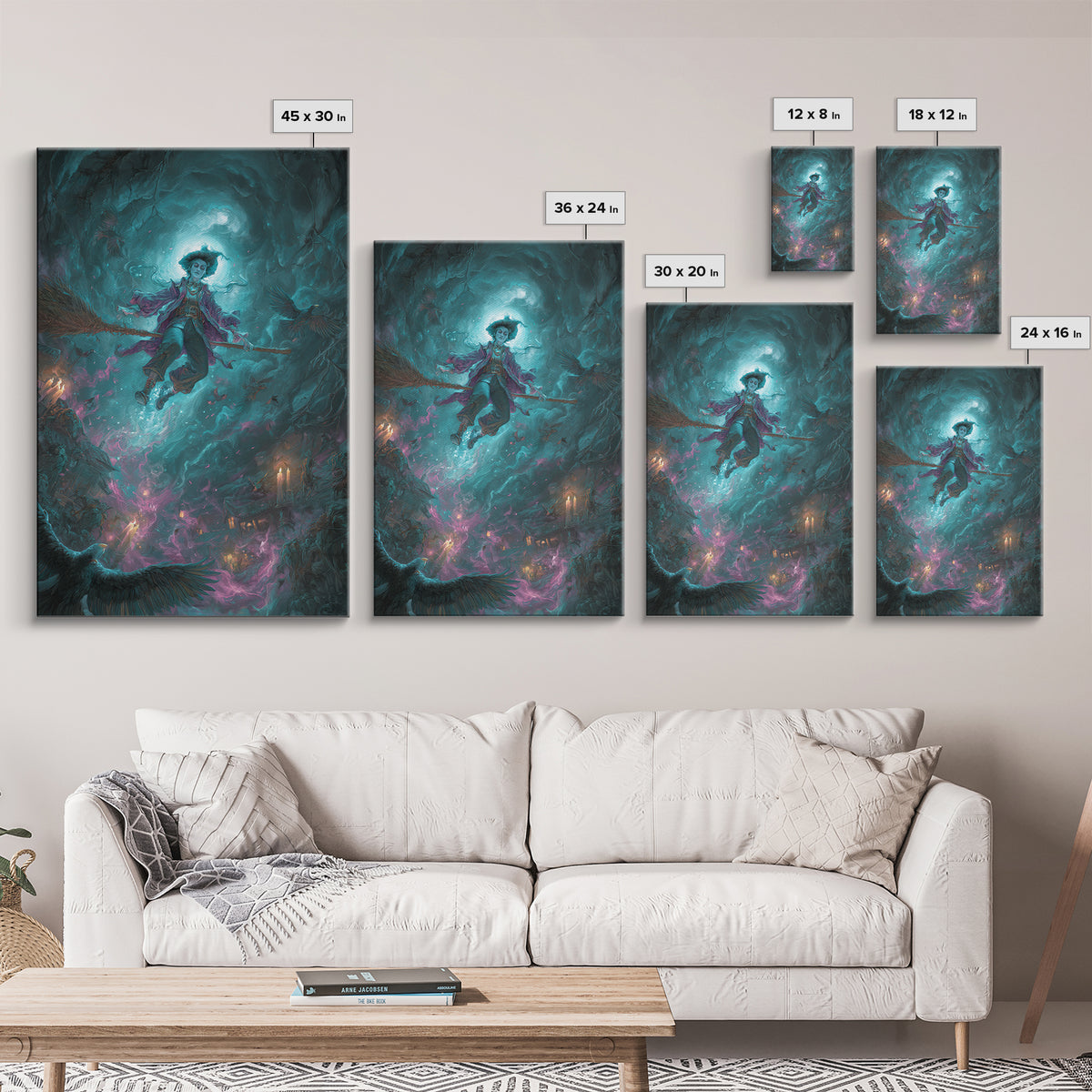 The Cyberpunk Witch, Dark Renaissance Art, Vertical Wall Art, Gothic Horror Wall Art, Canvas Print, Halloween Wall Art