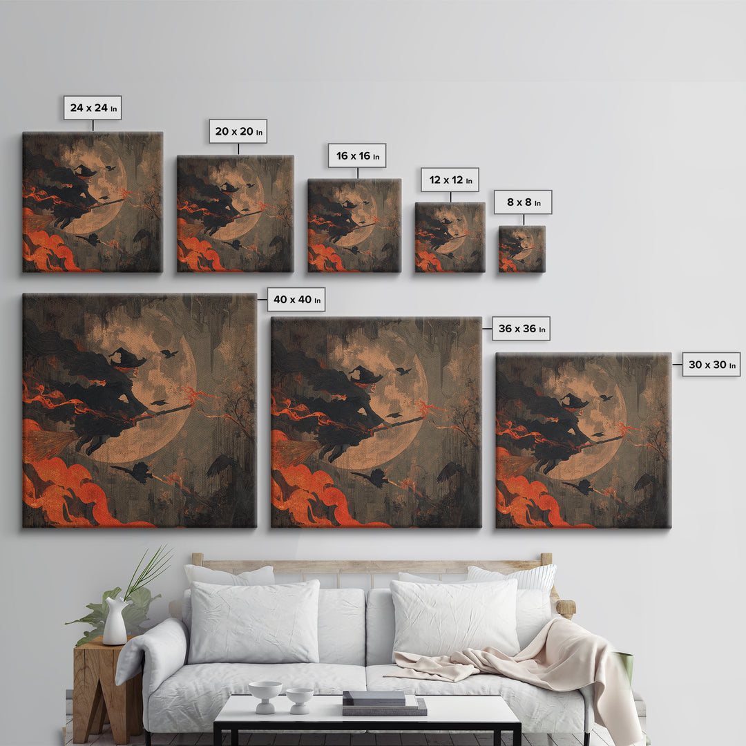 The Cyberpunk Witch, Symbolist Dream Art, Square Wall Art, Gothic Horror Wall Art, Canvas Print, Halloween Wall Art, Halloween Decor
