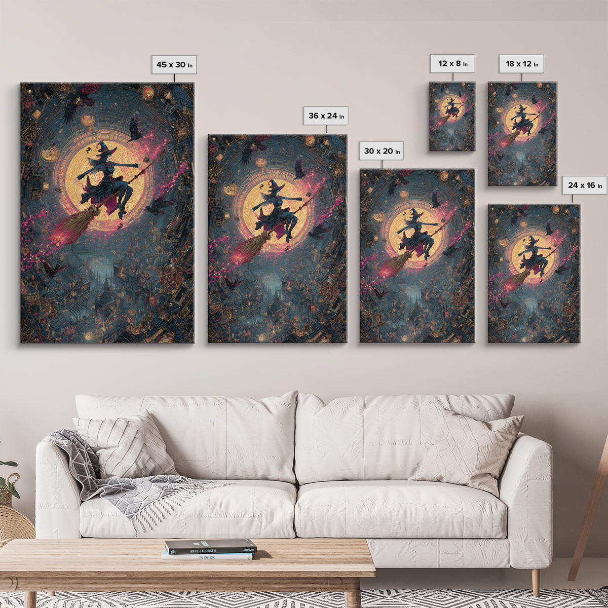 The Cyberpunk Witch, Ornate Symbolist Art, Vertical Wall Art, Macabre Wall Art, Framed Canvas Print, Halloween Wall Art