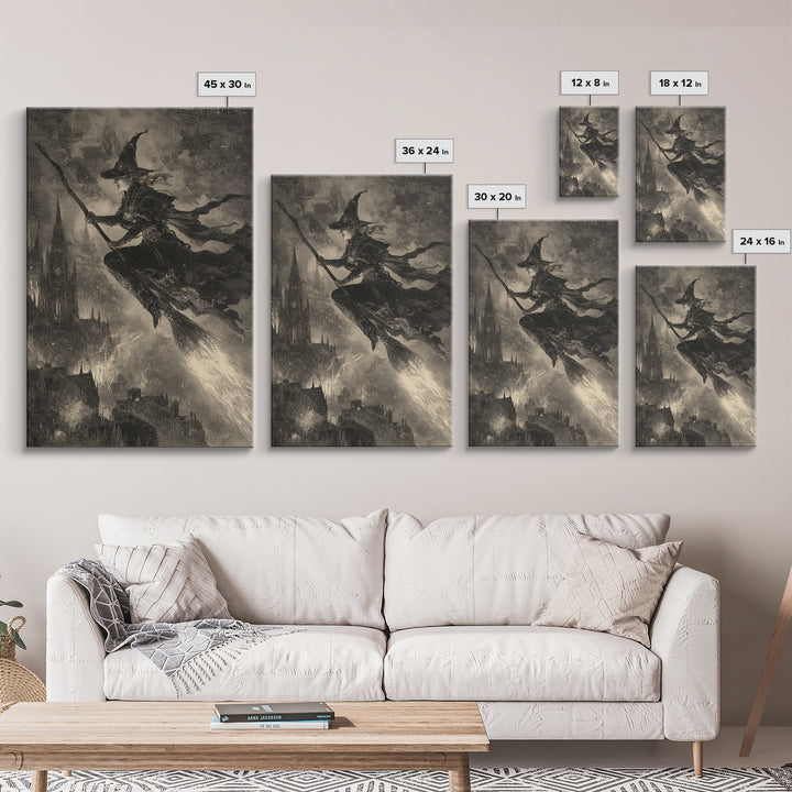 The Cyberpunk Witch, Decadent Gothic Art, Vertical Wall Art, Dark Fantasy Wall Art, Canvas Print, Halloween Wall Art