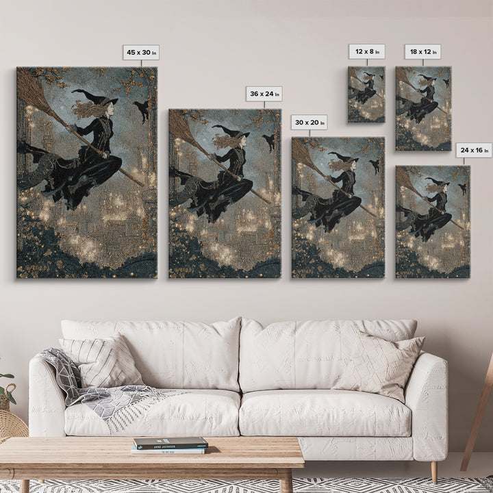 The Cyberpunk Witch, Symbolist Death Art, Vertical Wall Art, Dark Fantasy Wall Art, Framed Canvas Print, Halloween Wall Art