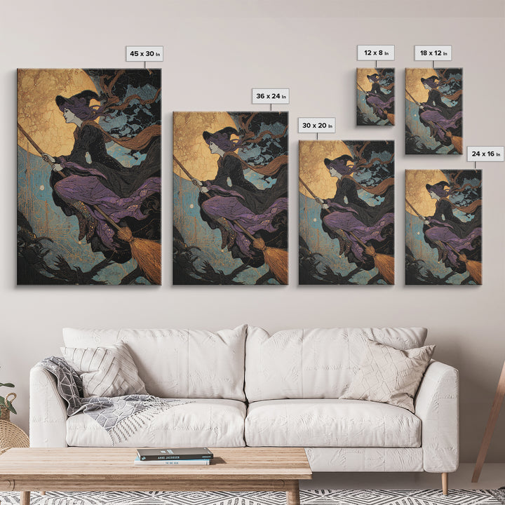 The Cyberpunk Witch, Stained Glass Gothic Art, Vertical Wall Art, Macabre Wall Art, Canvas Print, Halloween Wall Art, Halloween Decor