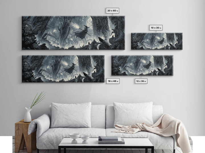 The Cyberpunk Witch, Biomechanical Horror Art, Extra Wide Wall Art, Gothic Horror Wall Art, Canvas Print, Halloween Wall Art