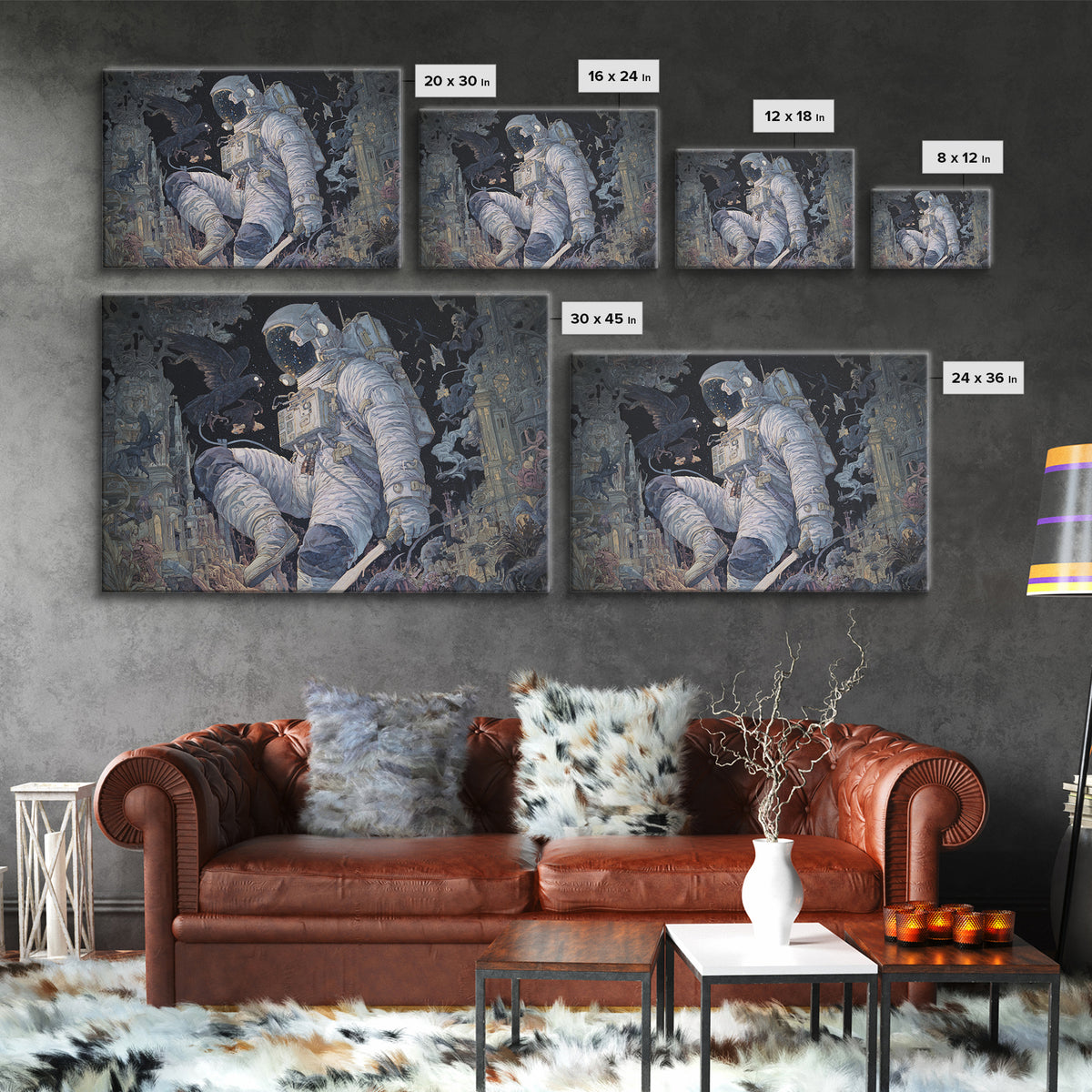 The Astronaut Ghost, Medieval Grotesque Art, Landscape Wall Art, Dark Halloween Decor, Canvas Print, Halloween Wall Art
