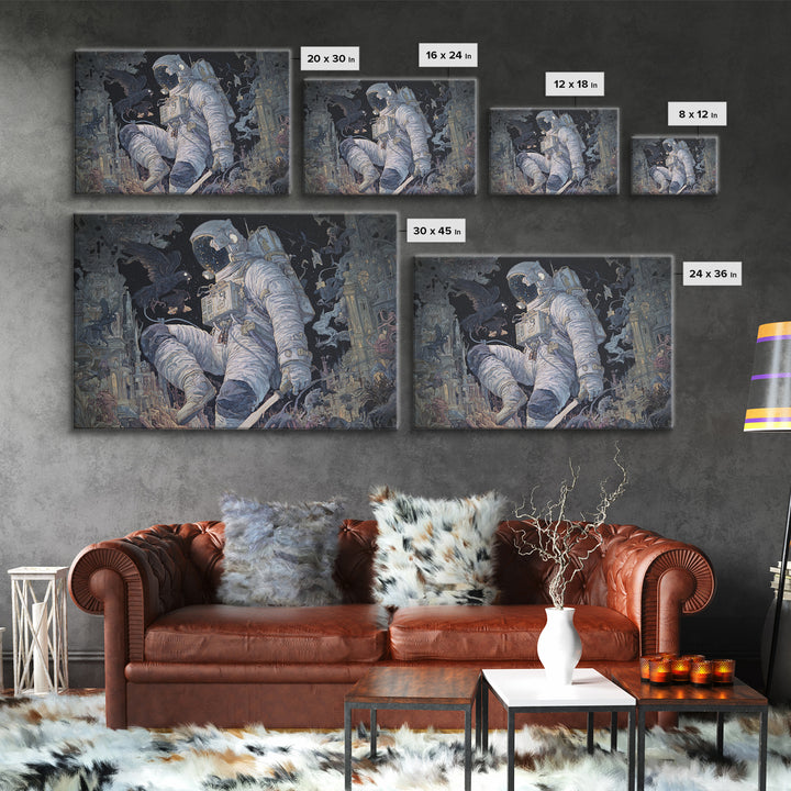 The Astronaut Ghost, Medieval Grotesque Art, Landscape Wall Art, Dark Halloween Decor, Canvas Print, Halloween Wall Art