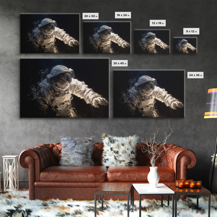 The Astronaut Ghost, Dark Romantic Horror Art, Landscape Wall Art, Macabre Wall Art, Framed Canvas Print, Halloween Wall Art