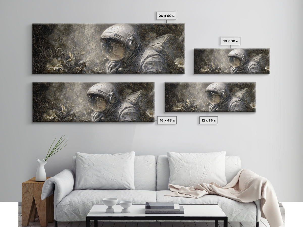 The Astronaut Ghost, Symbolist Dream Art, Extra Wide Wall Art, Gothic Horror Wall Art, Canvas Print, Halloween Wall Art