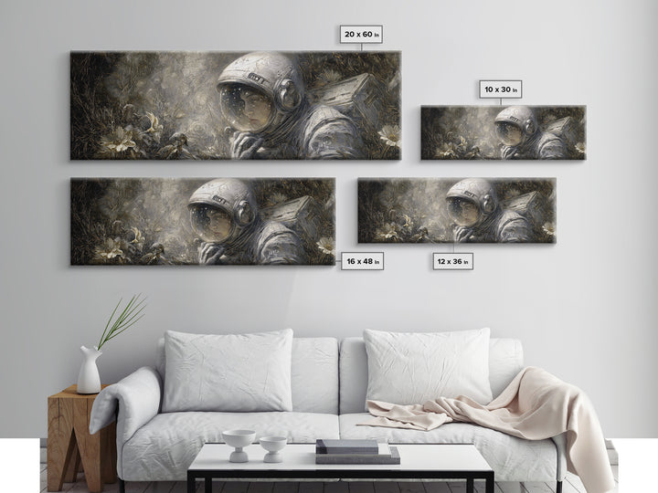 The Astronaut Ghost, Symbolist Dream Art, Extra Wide Wall Art, Gothic Horror Wall Art, Canvas Print, Halloween Wall Art