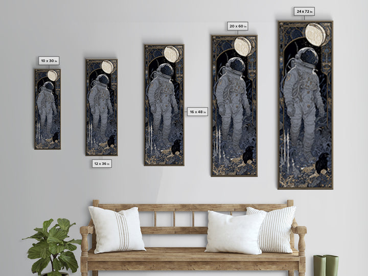 The Astronaut Ghost, Stained Glass Gothic Art, Tall Narrow Wall Art, Gothic Horror Wall Art, Framed Canvas Print, Halloween Wall Art