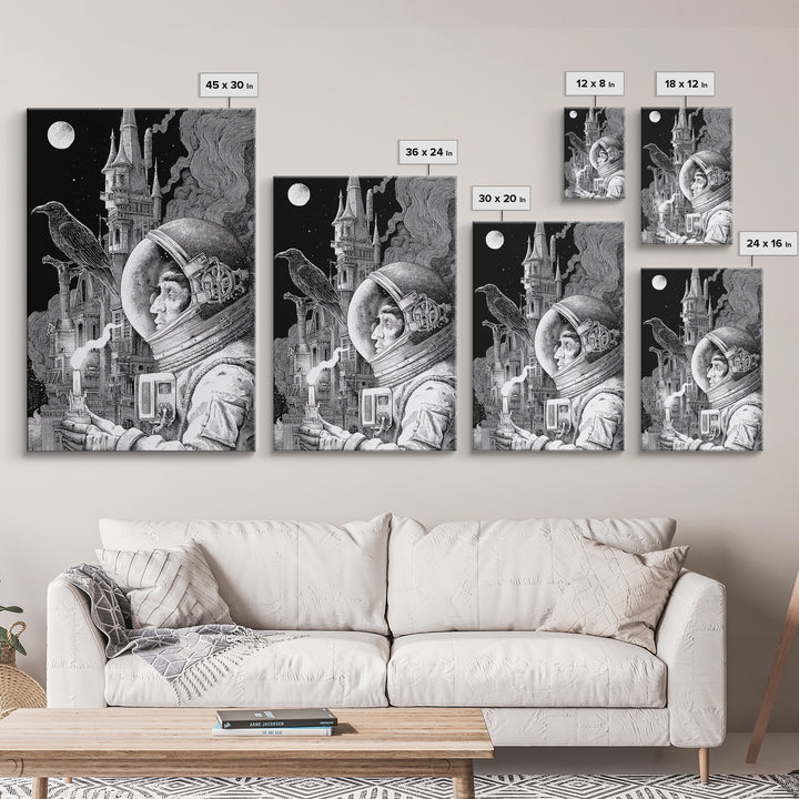 The Astronaut Ghost, Victorian Macabre Art, Vertical Wall Art, Dark Fantasy Wall Art, Canvas Print, Halloween Wall Art, Halloween Decor